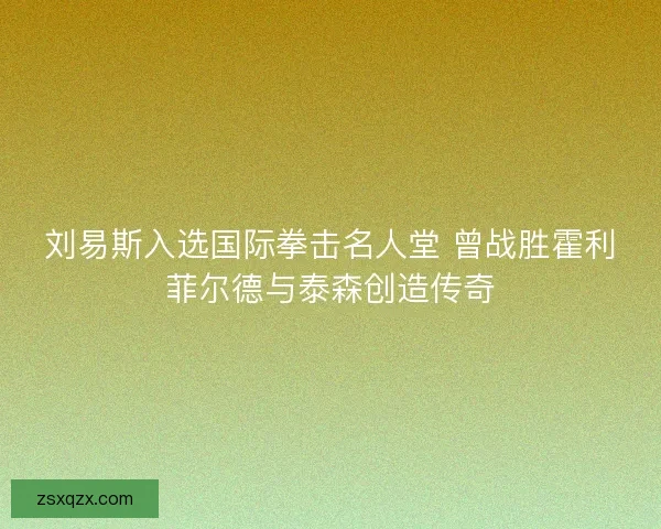 刘易斯入选国际拳击名人堂 曾战胜霍利菲尔德与泰森创造传奇