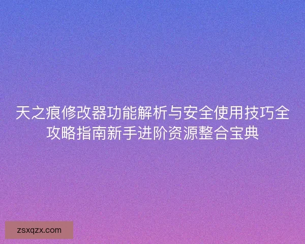 天之痕修改器功能解析与安全使用技巧全攻略指南新手进阶资源整合宝典